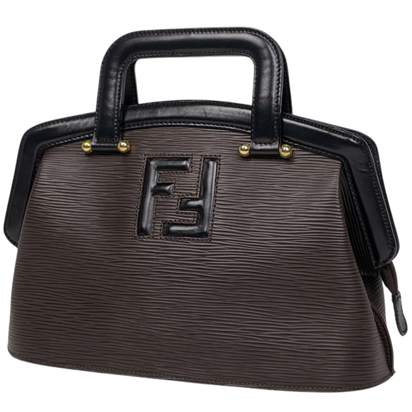FENDI Handbags - Fendi Zucca Logo Handbag in Brown and Black Leather (14109) for Women